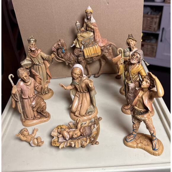 Vintage Depose Italy Nativity Set 10 Pc + Bonus Baby Jesus Hand Painted - Picture 2 of 8